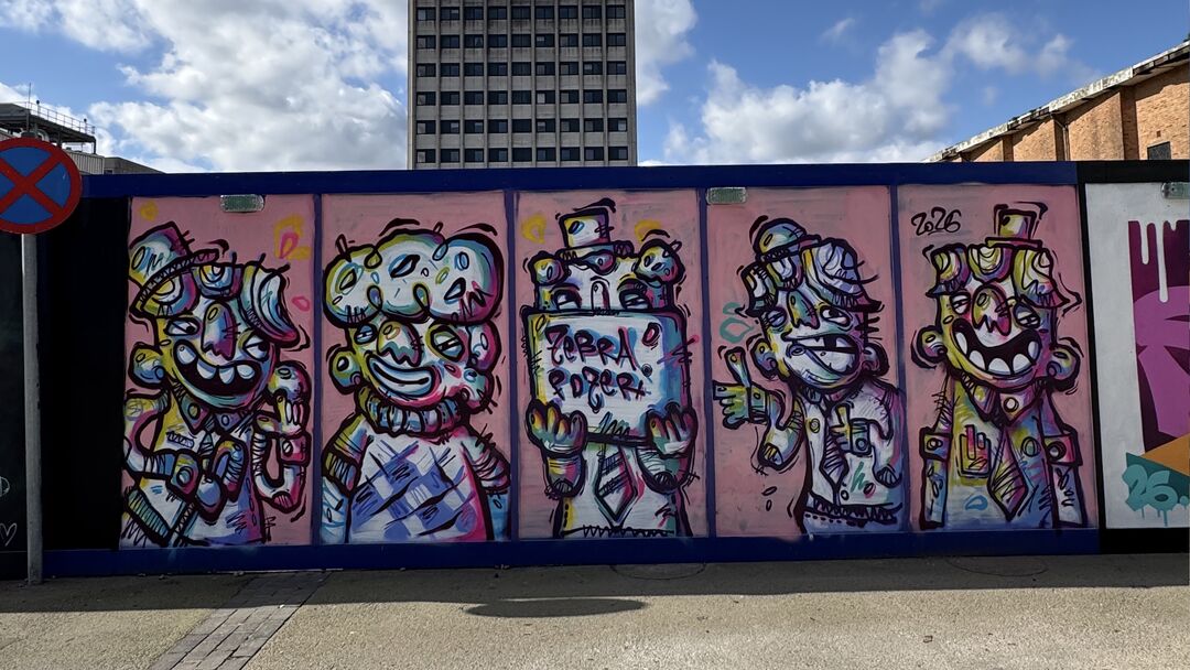 Nutty Faces Get Together. by ZEBRA POZER, Harlow Town, West Gate